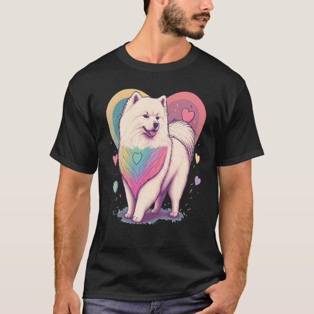 I Love My Samoyed Dog Valentines Day Heart Artwork T-Shirt (Front)