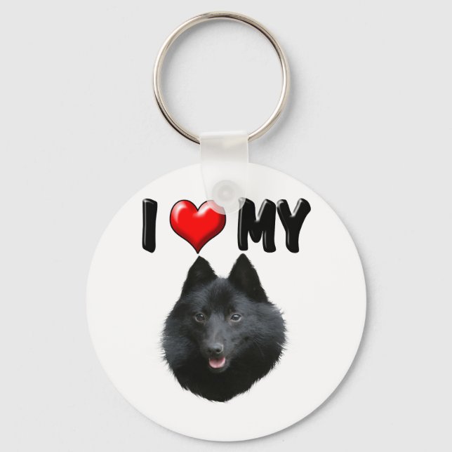I Love My Schipperke Key Ring (Front)