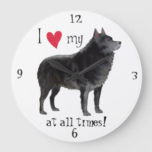 I Love my Schipperke Large Clock