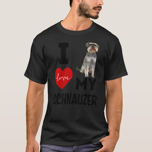 I Love My Schnauzer Dog Animal Pet  Apparel Blk Le T-Shirt (Front)