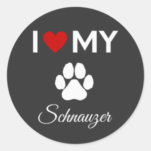 I love my Schnauzer dog custom text Classic Round Sticker