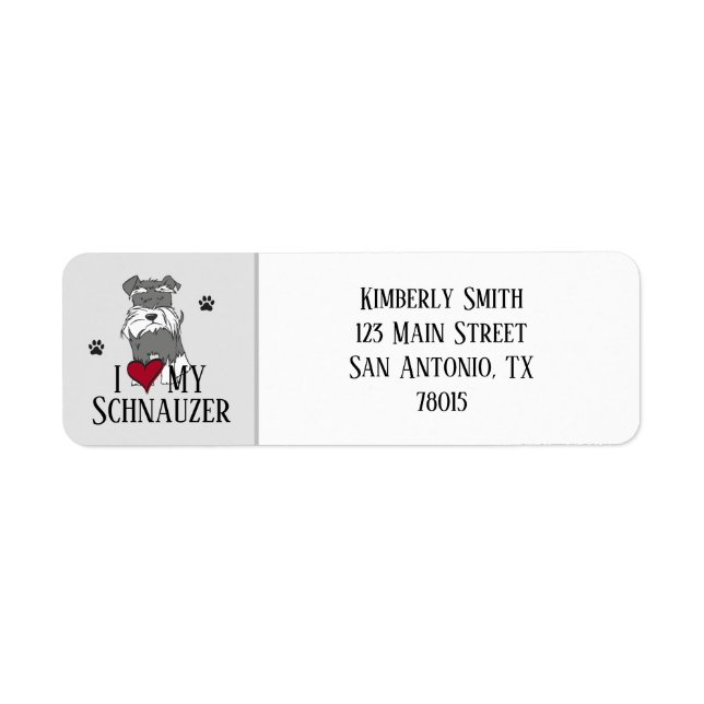 I Love My Schnauzer Return Address (Front)