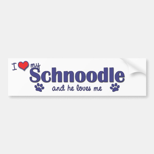 I Love My Schnoodle (Male Dog) Bumper Sticker (Front)