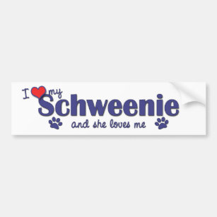 I Love My Schweenie (Female Dog) Bumper Sticker