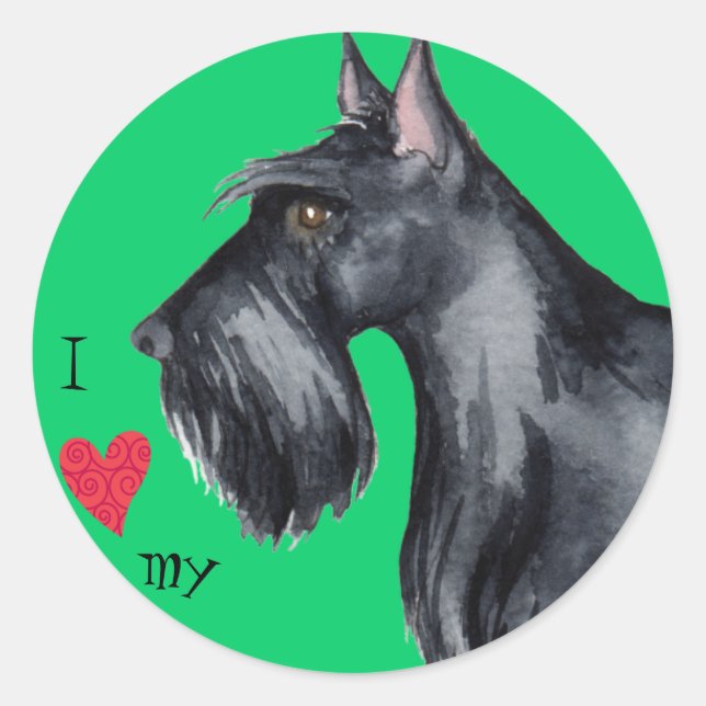 I Love my Scottie Classic Round Sticker (Front)