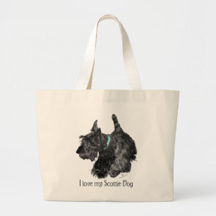 I Love My Scottie Dog Large Tote Bag