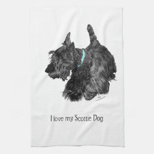 I Love My Scottie Dog Tea Towel