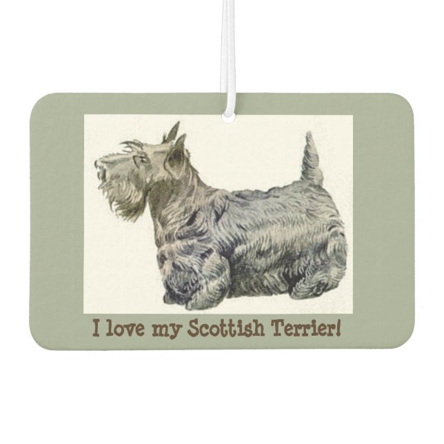 I love my Scottish Terrier! Car Air Freshener (Front)