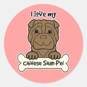 I Love My Shar-Pei Classic Round Sticker