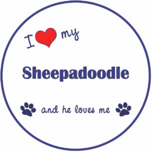 I Love My Sheepadoodle (Male Dog) Photo Sculpture Decoration