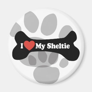 I Love My Sheltie - Dog Bone Magnet