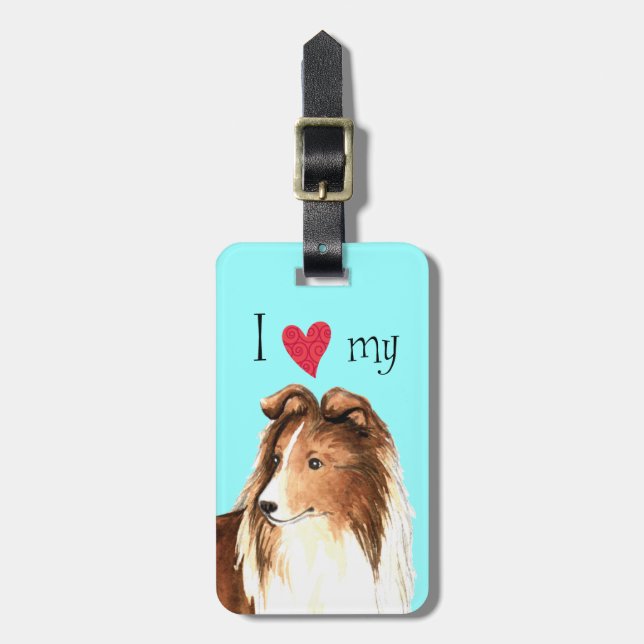 I Love my Sheltie Luggage Tag (Front Vertical)