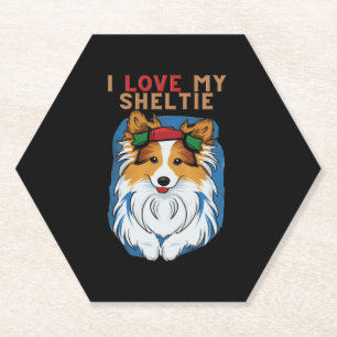I Love My Sheltie T-Shirt Paper Coaster