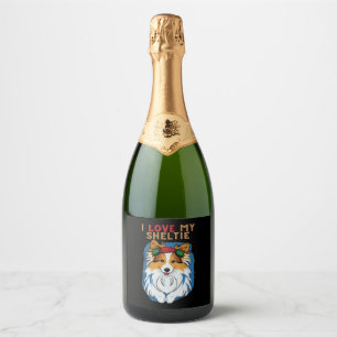 I Love My Sheltie T-Shirt Sparkling Wine Label