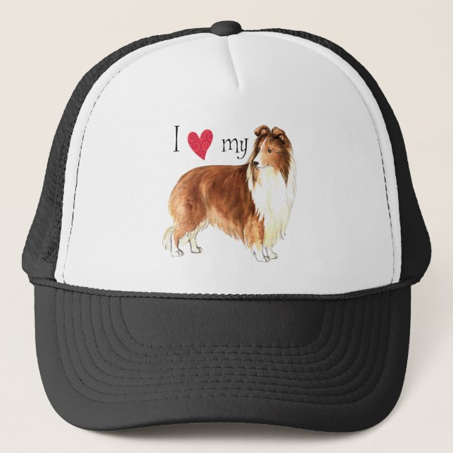 I Love my Sheltie Trucker Hat (Front)