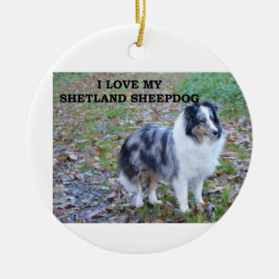 I Love My Shetland Sheepdog Ceramic Tree Decoration