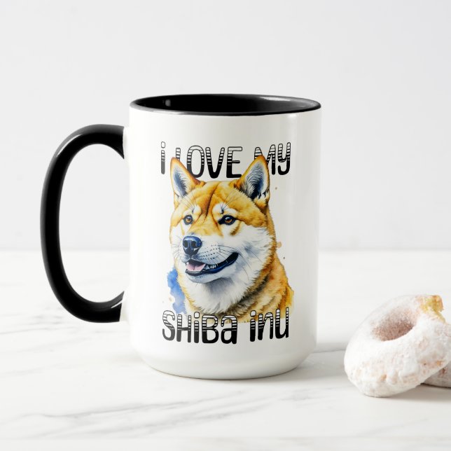 I Love My Shiba Inu | Dog Owner  Mug (With Donut)