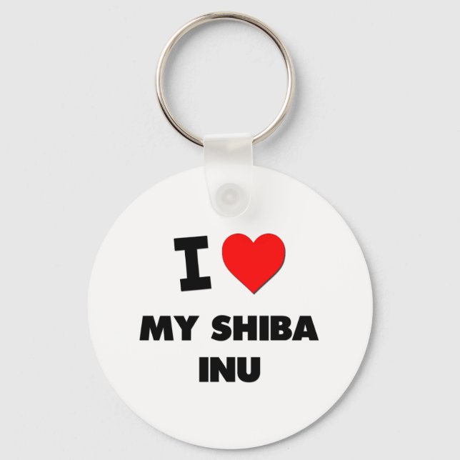 I Love My Shiba Inu Key Ring (Front)