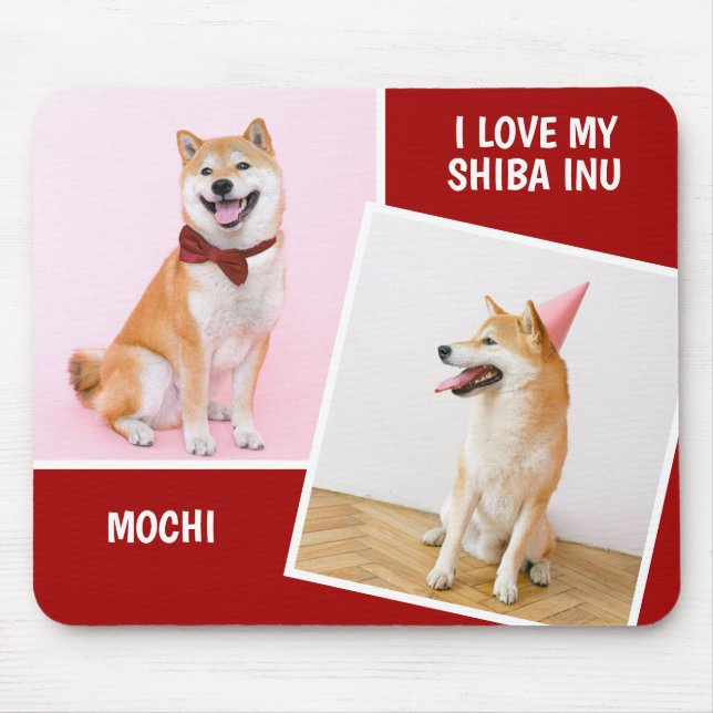 I Love My Shiba Inu Two Photo Mouse Mat (Front)