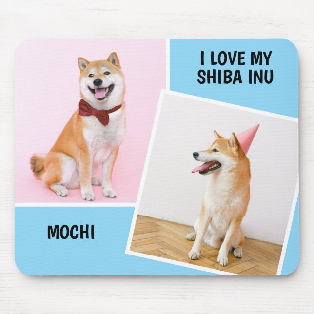 I Love My Shiba Inu Two Photo Mouse Mat (Front)