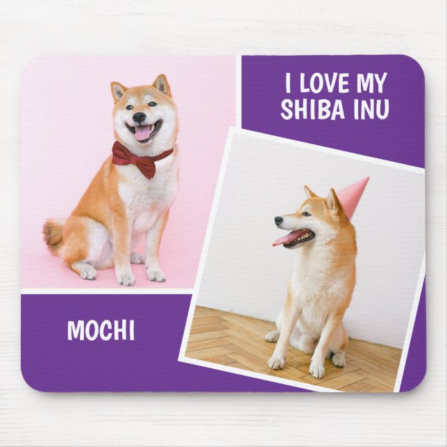 I Love My Shiba Inu Two Photo Mouse Mat (Front)
