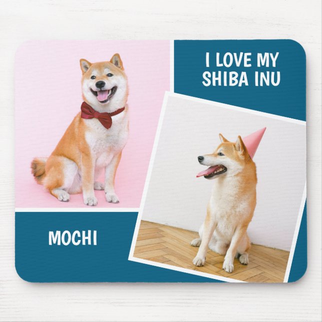 I Love My Shiba Inu Two Photo Mouse Mat (Front)