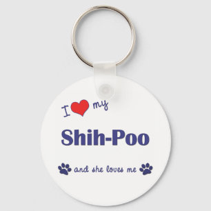I Love My Shih-Poo (Female Dog) Key Ring