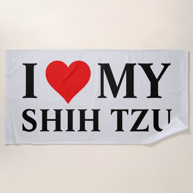 I Love my Shih Tzu Beach Towel (Front)