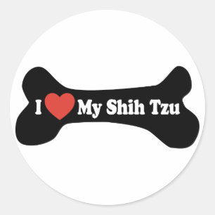 I Love My Shih Tzu - Dog Bone Classic Round Sticker