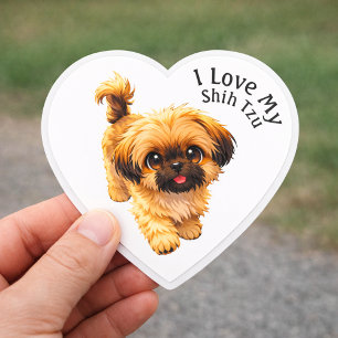 I Love My Shih Tzu Dog Heart Sticker