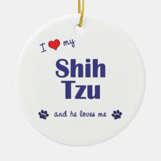 I Love My Shih Tzu (Male Dog) Ceramic Tree Decoration