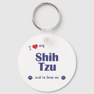 I Love My Shih Tzu (Male Dog) Key Ring