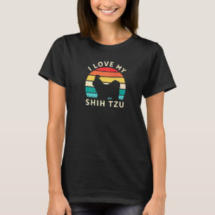 I Love My Shin Tzu Dogs Dog Pet Owner Retro Vinta T-Shirt