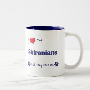 I Love My Shiranians (Multiple Dogs) Two-Tone Coffee Mug
