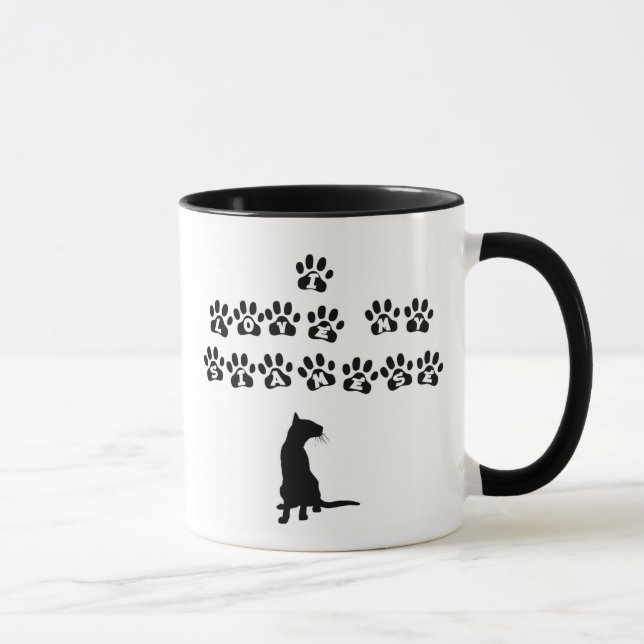 I Love My Siamese--Black Text Mug (Right)