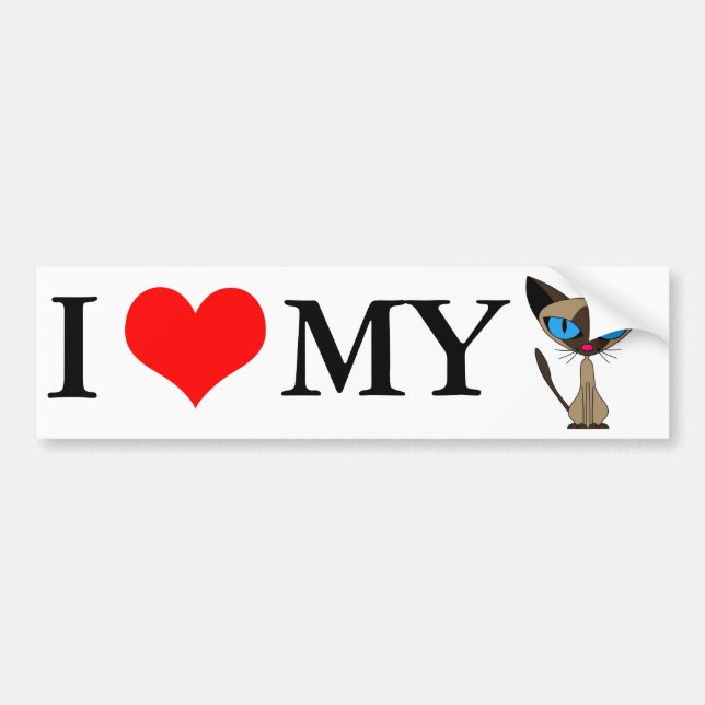 I Love My Siamese Cat Bumper Sticker (Front)