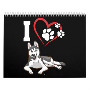 I love my siberian husky dog Home Decor Gift Calendar