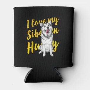 I Love My Siberian Husky Snow Dog Lover Gift Can Cooler
