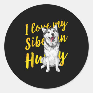 I Love My Siberian Husky Snow Dog Lover Gift Classic Round Sticker