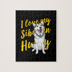I Love My Siberian Husky Snow Dog Lover Gift Jigsaw Puzzle