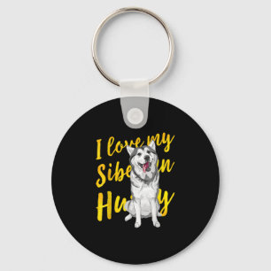 I Love My Siberian Husky   Snow Dog Lover Gift Key Ring