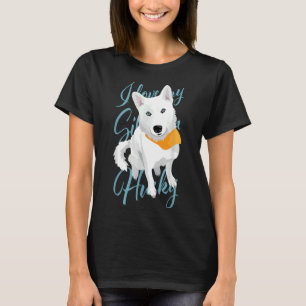 I Love My Siberian Husky White Snow Dog With Blue T-Shirt