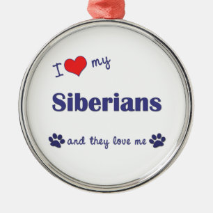 I Love My Siberians (Multiple Cats) Metal Tree Decoration