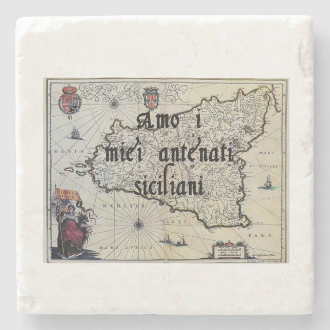 I Love My Sicilian Ancestors | Custom Coasters (Front)