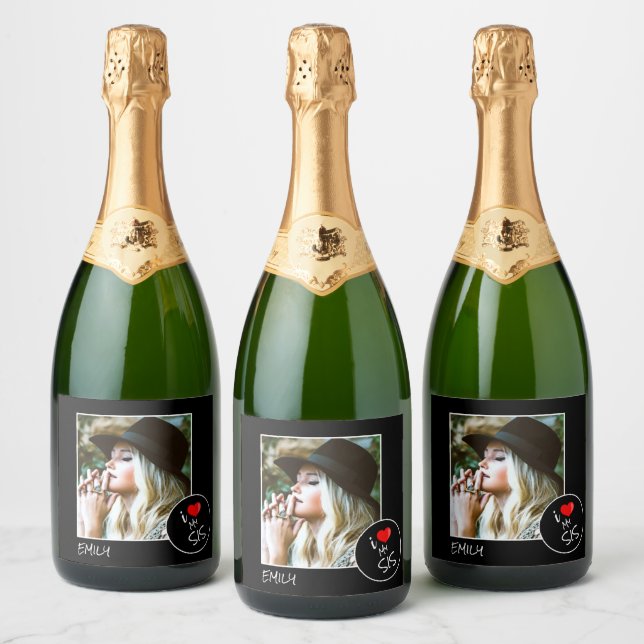I Love My Sis Custom Photo – Personalised Sparkling Wine Label (Bottles)