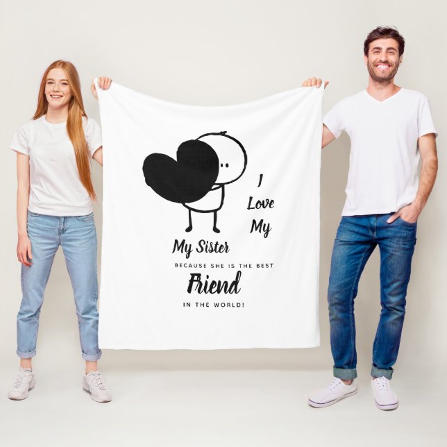 I Love My SISTER - Best Friend Personalised Gift Fleece Blanket (In Situ)