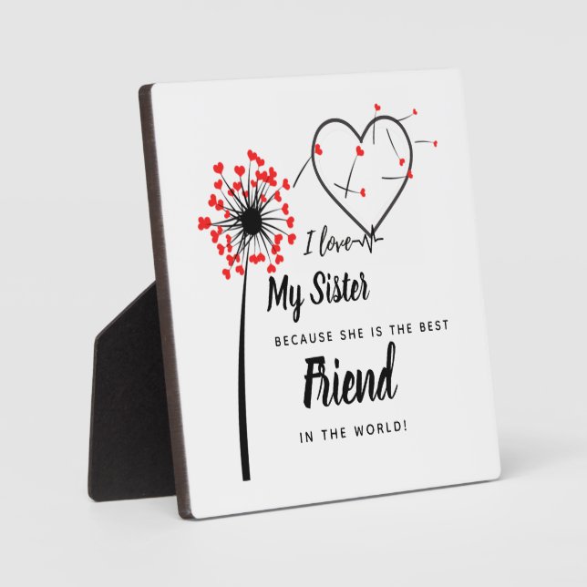 I Love My SISTER - Best Friend Personalised Gift Plaque (Front)