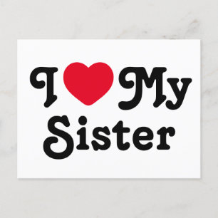 I love my sister holiday postcard