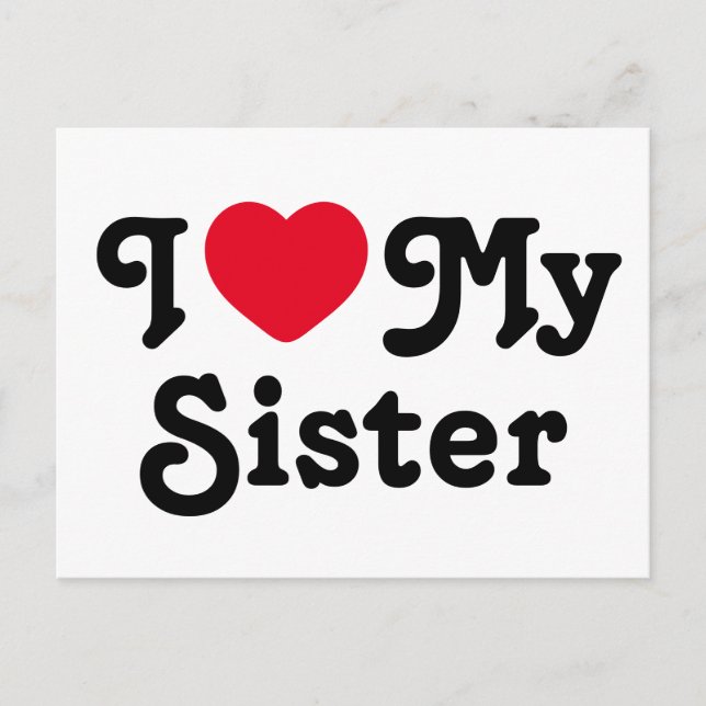 I love my sister holiday postcard (Front)