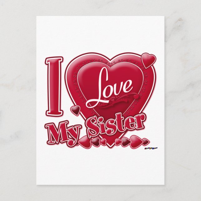 I Love My Sister red - heart Postcard (Front)